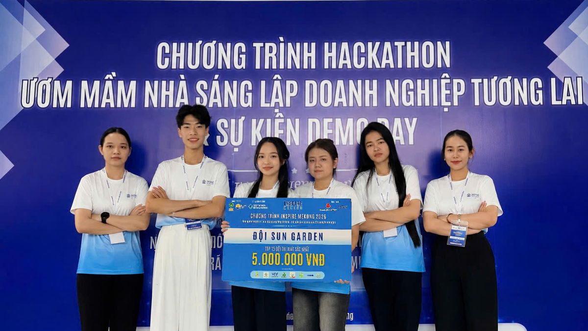 Sun Garden - Nhóm sinh viên Đại học Trà Vinh ghi dấu ấn tại Hackathon Inspire Mekong 2026 với dự án chuyển đổi số chuỗi cung ứng nông sản